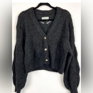 Anthropologie Gabby Alpaca Wool Cable Knit Cropped Cardigan